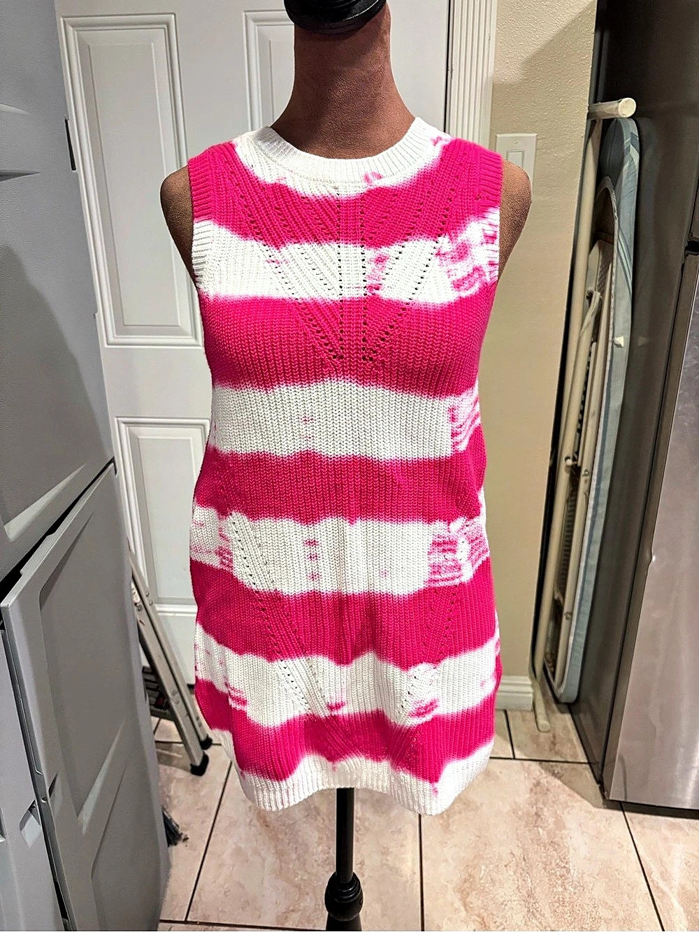 Joseph A. Pink & White Striped Knit Petite Small